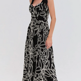 PatBO - Asas Linen Lace Midi Dress - Black