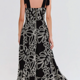 PatBO - Asas Linen Lace Midi Dress - Black