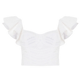 PatBo - Rhythmic Lace Flutter Top - Off White