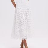 PatBo - Rhythmic Lace Midi Skirt - Off White