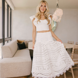 PatBo - Rhythmic Lace Midi Skirt - Off White
