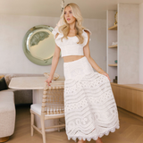PatBo - Rhythmic Lace Midi Skirt - Off White