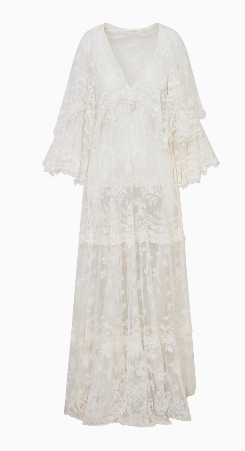 White lace dress on a white background