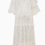 White lace dress on a white background