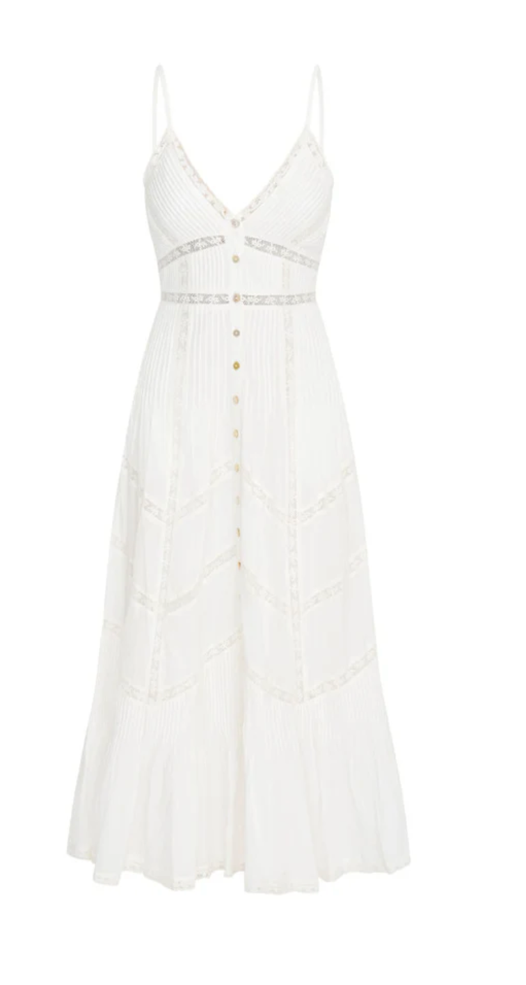 White dress with thin straps on a white background