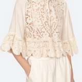 Sea New York - SHANNA LACE 3/4 SLEEVE TOP  - Cream