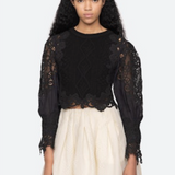 Sea New York - VANIA LACE COMBO SWEATER - Black