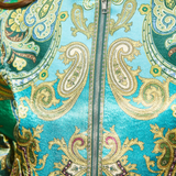 detail of green bomber jacket