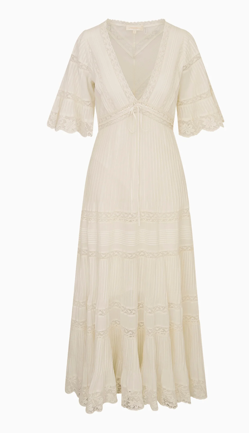 White lace dress on a white background