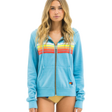Aviator Nation - 5 Stripe Hoodie - Aqua / White Neon