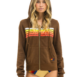 Aviator Nation - 5 Stripe Hoodie - Chocolate / White Neon