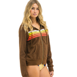 Aviator Nation - 5 Stripe Hoodie - Chocolate / White Neon