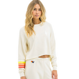 Aviator Nation - Bolt Cropped Crew - Vintage White / White Neon
