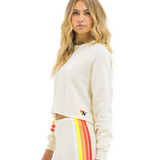 Aviator Nation - Bolt Cropped Crew - Vintage White / White Neon