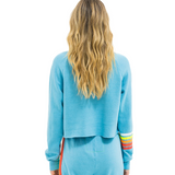 Aviator Nation - Bolt Cropped Crew - Aqua / White Neon