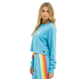Aviator Nation - Bolt Cropped Crew - Aqua / White Neon