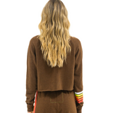 Aviator Nation - Bolt Cropped Crew - Chocolate / White Neon