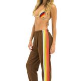 Aviator Nation - 5 Stripe Sweatpants - Chocolate / White Neon