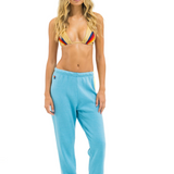 Aviator Nation - 5 Stripe Sweatpants - Aqua / White Neon