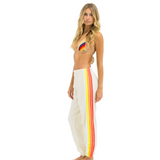 Aviator Nation - 5 Stripe Sweatpants - Vintage White / White Neon