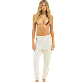 Aviator Nation - 5 Stripe Sweatpants - Vintage White / White Neon