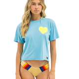 Aviator Nation - Heart Boyfriend Tee - Aqua / Neon Yellow