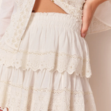 LoveShackFancy - Ruffle Mini Skirt - Pearl / Off White