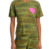 Aviator Nation - Heart Boyfriend Tee - Camo / Neon Pink