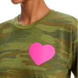 Aviator Nation - Heart Boyfriend Tee - Camo / Neon Pink