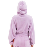 Aviator Nation - 5 Stripe Cropped Zip Hoodie - Mauve/White Neon