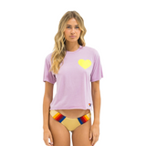 Aviator Nation - Heart Boyfriend Tee - Mauve / Neon Yellow