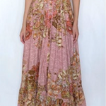 Long floral dress on a white background