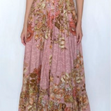 Long floral dress on a white background