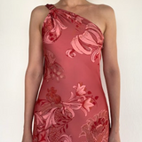 Hemant & Nandita - ONE SHOULDER SASH DRESS - Coral