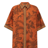 Alémais - MONKEY DANCE SILK SHIRT - Rust