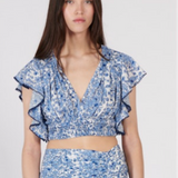 Poupette St Barth - Pearl Top -  BLUE AQUAFLORA
