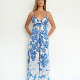 Poupette St Barth - Denise Long Dress - BLUE FLOWER BUNCH