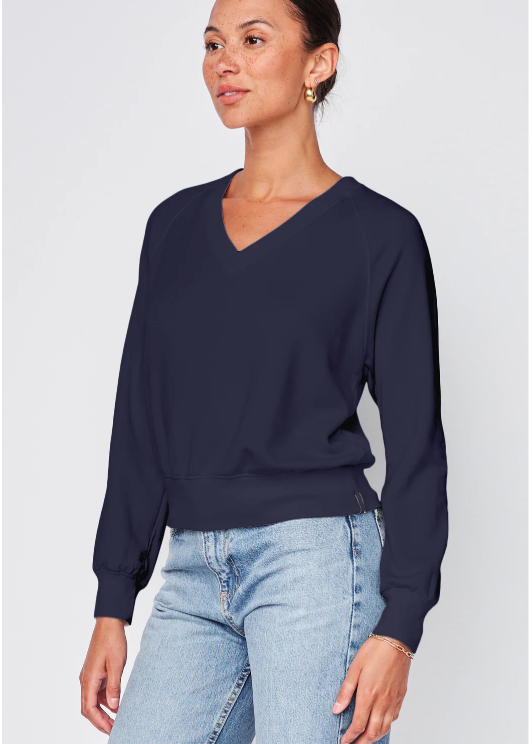 Stateside - SOFTEST FLEECE V-NECK SWEATSHIRT - New Navy