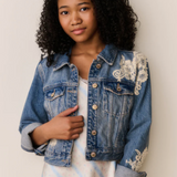 LoveShackFancy - Tween LAVINA DENIM JACKET - Faded Blue