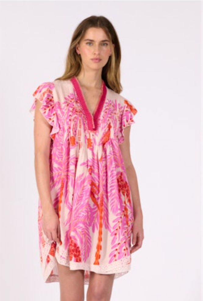 Poupette St Barth - MINI DRESS SASHA - PINK PALMROTT