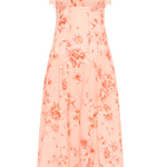 Peach floral dress on a white background