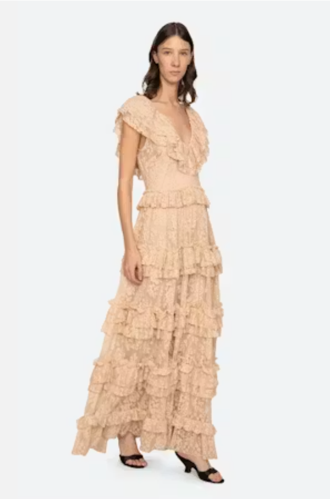 Sea New York - SHARLEEN LACE VNECK DRESS - Khaki