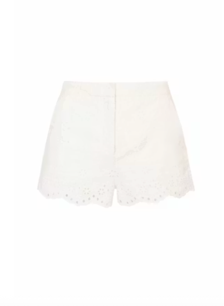 White cut out detail shorts