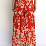 Red floral set with a white background