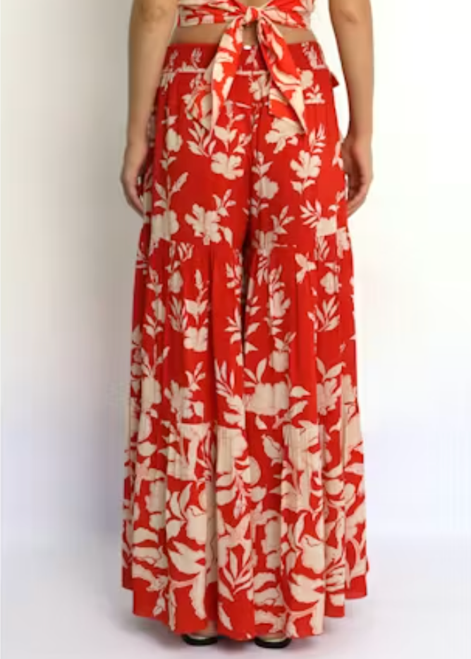 Red floral set with a white background