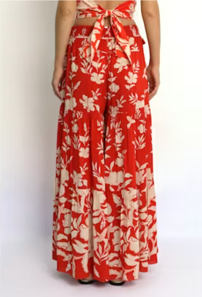 Red floral set with a white background