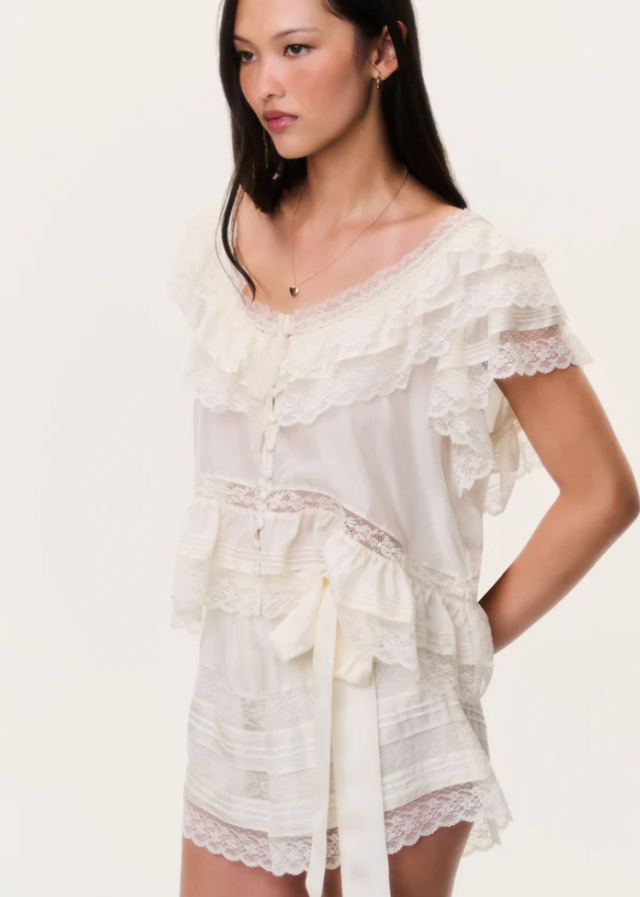LoveShackFancy - Emanuela Shorts - Ivory
