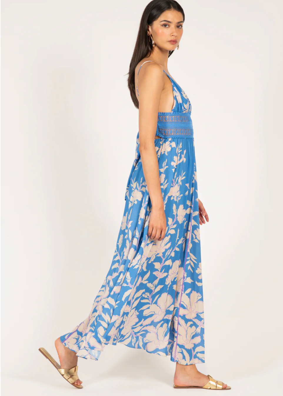 Poupette St Barth - HAVANA LONG DRESS - BLUE PALM BEACH