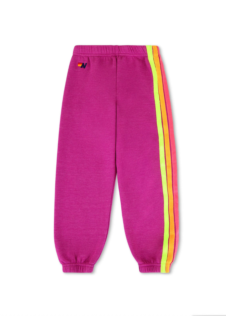Aviator Nation - KID'S 5 STRIPE SWEATPANTS - MAGENTA/YELLOW BLUE