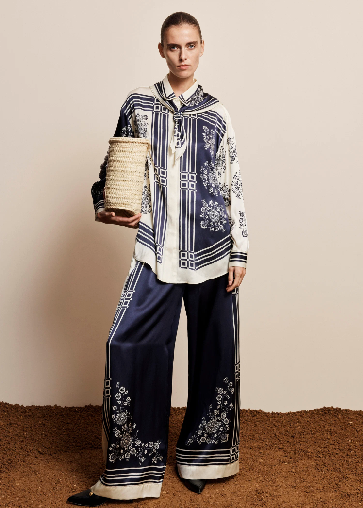 Alémais - Banderra Scarf Silk Shirt - Ink